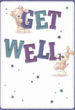 Brimming with playful energy and heartfelt optimism, this get well card brings the comforting spirit of Aldgate right to your door. Two beloved companions-a snuggly bear and an exuberant puppy-add a sense of joyous movement as they interact with the large, colourful 'Get Well' lettering. The vivid indigos and teals of the text leap from a creamy white background, their hues bright yet gentle, as if illuminated by the soft light filtering through Aldgate's historic streets. Tiny stars, each one a pop of blue or purple, twinkle around the figures, giving the design a whimsical, almost magical quality reminiscent of the hope felt when receiving flowers on recovery days. The artists have crafted every brushstroke with affection; the bear's fuzzy coat and the puppy's floppy ears seem so tactile that one all but imagines their soothing touch. This card, much like a thoughtfully arranged bouquet from a local Aldgate florist, delivers a genuine infusion of comfort, making it a beautiful and meaningful way to wish someone strength and healing during a challenging time.